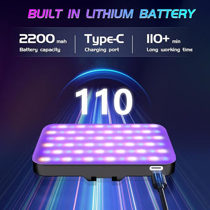 Selfie Light - BANSINE USB-Rechargeable RGB LED Phone Light - Portable Photo Light with 97+ CRI, 2500K-6500K Color Temperature for Video, Makeup, Live Streaming, and Photography