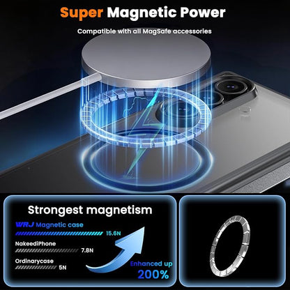 WRJ Magnetic for Samsung Galaxy Z Fold 7/Fold 8 Ultra Case,Black | Fit for Magsafe,Buit-in Screen Protector,Full Hinge Protection,Military Grade Drop Protection,Slim Shockproof Phone Case