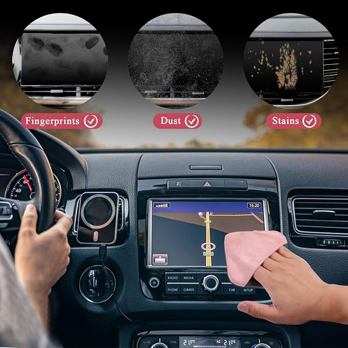 Pink Car Screen Cleaner Microfiber Auto Screen Cleaning Pad, Auto Touchscreen Cleaning Wipes Car CleaningWipes Cloth, Touchscreen Cleaner Cloths for Vehicle Dashboard CarDisplay Interior