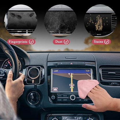 Pink Car Screen Cleaner Microfiber Auto Screen Cleaning Pad, Auto Touchscreen Cleaning Wipes Car CleaningWipes Cloth, Touchscreen Cleaner Cloths for Vehicle Dashboard CarDisplay Interior