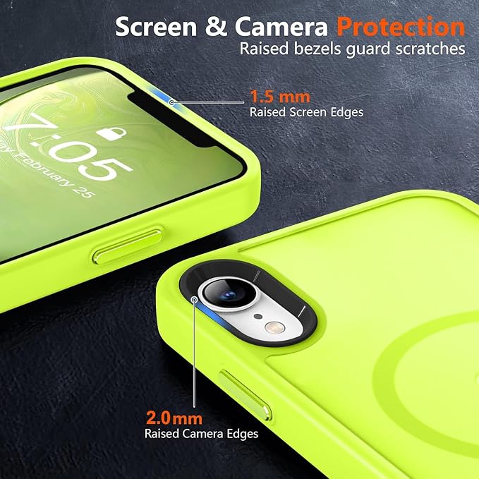 MOCCA Strong Magnetic for iPhone XR Phone Case, [Compatible with Magsafe][Mil-Grade Drop Protection] Slim Thin Translucent Matte Protective Cover Case for iPhone XR Case 6.1'', Fluorescent Green