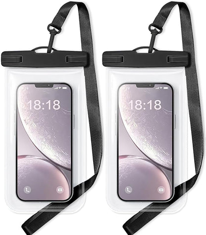 1/2 Pack Waterproof Phone Pouch Compatible with iPhone 17 16 15 Pro Max & Galaxy S24+/S23 7in Waterproof Phone Case with Lanyard, IPX8 Beach Travel Must Haves, Beach Essentials, Black, 2 Pack