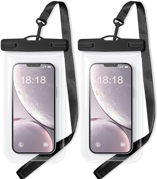1/2 Pack Waterproof Phone Pouch Compatible with iPhone 17 16 15 Pro Max & Galaxy S24+/S23 7in Waterproof Phone Case with Lanyard, IPX8 Beach Travel Must Haves, Beach Essentials, Black, 2 Pack