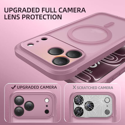 BERFY for iPhone 17 Pro Case, Compatible with MagSafe, Built-in Glass Screen Protector, Camera Protection, Shockproof Full Body Phone case 6.3", Translucent Palevioletred