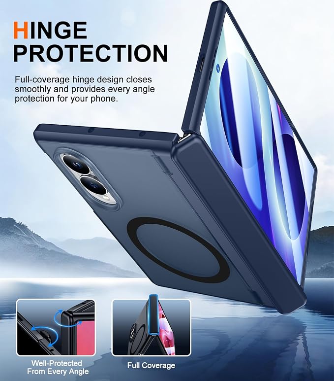 SPIDERCASE Magnetic for Samsung Galaxy Z Fold 8 Case, [Built-in Stable Kickstand] [Rugged Hinge Protection] Military Grade Heavy Duty Drop Protection for Z Fold 8 Durable Cover,Blue