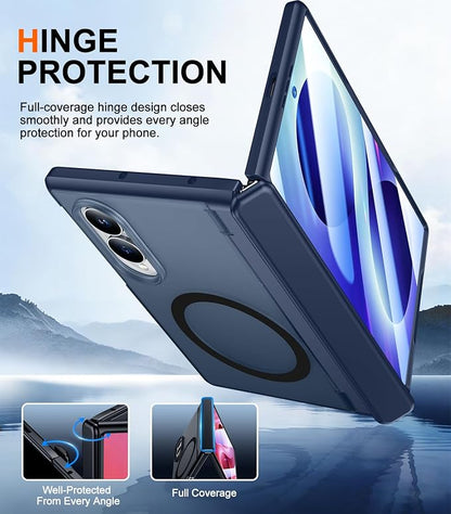 SPIDERCASE Magnetic for Samsung Galaxy Z Fold 8 Case, [Built-in Stable Kickstand] [Rugged Hinge Protection] Military Grade Heavy Duty Drop Protection for Z Fold 8 Durable Cover,Blue