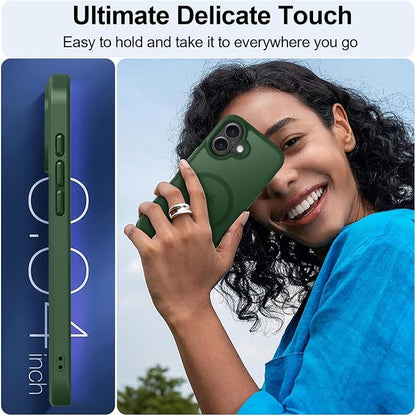 MOCCA Strong Magnetic for iPhone 16 Case, [Compatible with Magsafe][16FT Mil-Grade Drop Protection] Slim Thin Translucent Matte Protective Cover Case for iPhone 16 Phone Case 6.1", Midnight Green