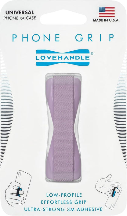 LOVEHANDLE Universal Phone Grip for Smartphones & Mini Tablets - Phone Holder for Hand - Wireless Charging Compatible - Made in The USA - Solid Lavender