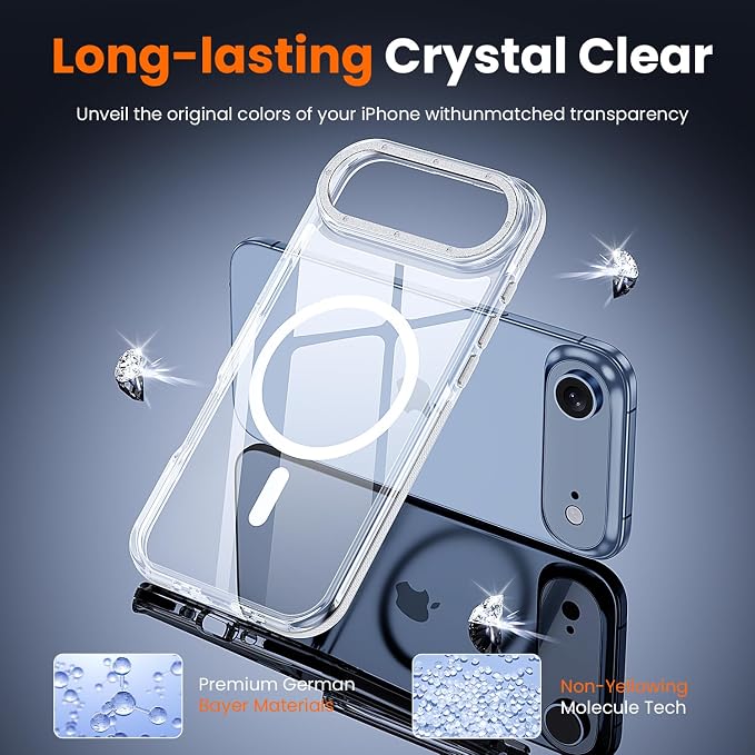 3 in 1 for iPhone Air Case Clear Bumper,Fits MagSafe, Yellowing-Resistant Acrylic Back, Shockproof Guard Corners, Military-Grade Protection for Phone Cover 6.5 inch
