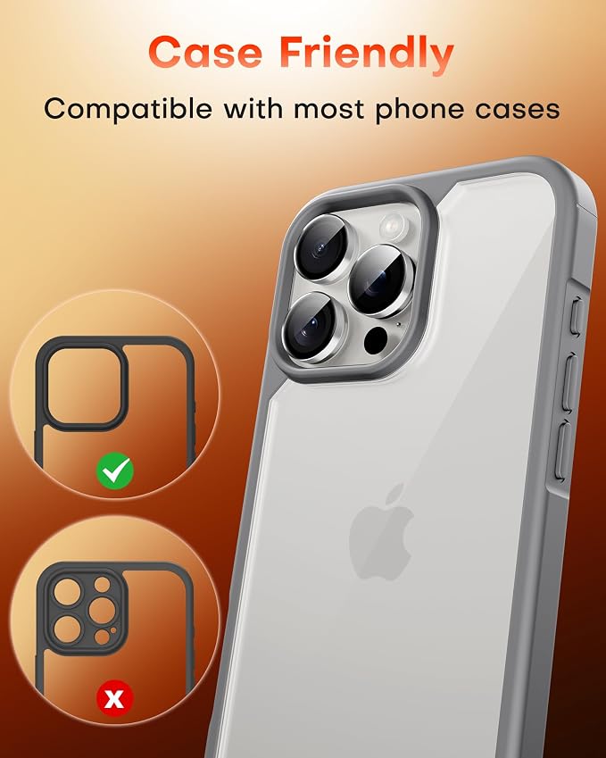 TOCOL for iPhone 14 Pro Max Camera Lens Protector/iPhone 14 Pro Camera Lens Protector Tempered Glass HD Individual Scratch Resistant Cover Accessories Case Friendly 2 Pack（Silvery）