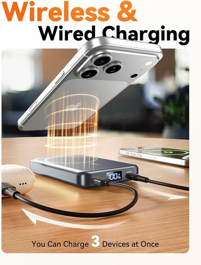 Magnetic Portable Charger, 10000mAh for Magsafe Battery Pack, 20W Fast Charging Power Bank, Travel Essential of Wireless Charger Compatible with iPhone 17/16/15/14/13 Pro/Max/Air/Plus-SpaceGray