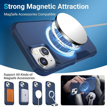 jaroco for iPhone 13 Case & iPhone 14 Case & iPhone 15 Case [Heavy Duty Protection][Compatible with MagSafe][Military Grade Drop Protection][Shockproof] with Non-Slip Removable Phone Cover 6.1''-Blue