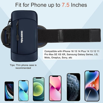 Phone Holder for Running with Crossbody Strap, Running Armband Phone Holder for iPhone 12 13 14 15 16 Pro Max Samsung, Cell Phone Holder for Walking Women Men Under 7.5 Inch（Crossbody Bag Blue）