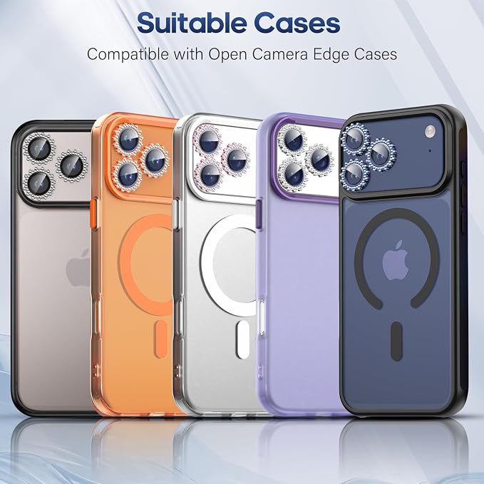 Xfilm for iPhone 17 Pro / 17 Pro Max Camera Lens Protector Gear Bling Diamond, Individual Metal with 9H Hardness, Scratch-Proof Camera Screen Protector, Stylish Accessories, Case Friendly (Orange)