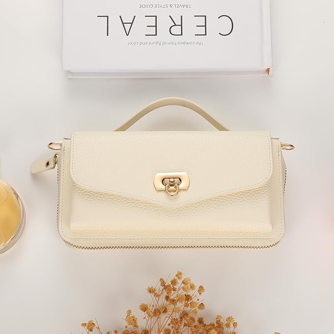 Crossbody Wallet Case for iPhone 16 Pro Max, Magnetic Detachable Floral PU Leather Phone Case with RFID Blocking Card Holder Wristlet Mirror Flip Zipper Shoulder Purse for Wome - White