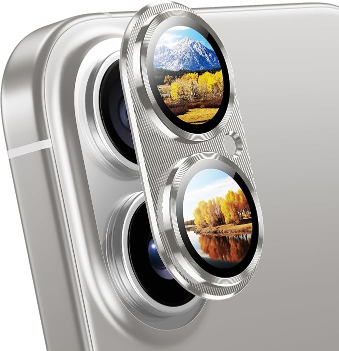 AFARER 2Pack Camera Lens Protector Film for iPhone 17/iPhone16/16Plus,9H Tempered Glass Anti Scratch Shockproof Full Protective Case Friendly,Does not Affect Night Shots,Sliver