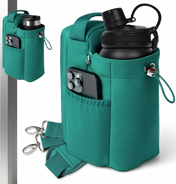 Magnetic Gym Bag Magnetic Gym Water Bottle Bag Water Bottle Holder with Magnet Pocket for Phone Keys Shaker Wallet Crossbody Workout Golf Cart Men Women Teal