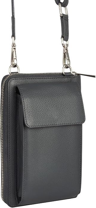 BULL GUARD Crossbody Leather Wallet Phone Purse, Anti Theft and RFID Blocking, Elegant Design for Travel