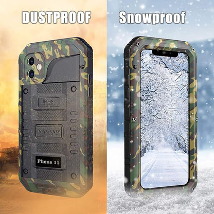 Beasyjoy for iPhone 11 Military-Grade Waterproof Metal Case - Full Body Protection, Shockproof, Dustproof, Built-in Screen, Outdoor (Camo)