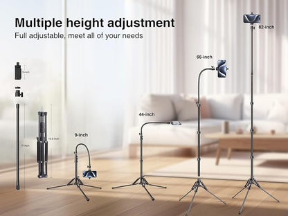 elitehood 6.8 Feet Tall Phone Stand Tripod, Aluminum iPhone Tripod [Lightweight & Ultra Stable], Adjustable Phone Recording Stand Compatible with iPhone 15 Pro Max/15 Pro/14 13, Android Cell Phone