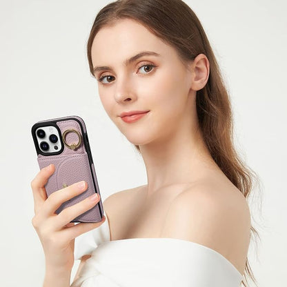 Keallce Wallet Case for iPhone 14 Pro Max 6.7'', Flip Case with Card Slots, Ring Holder Kickstand, PU Leather Protective Folio Cover for Women, Pink