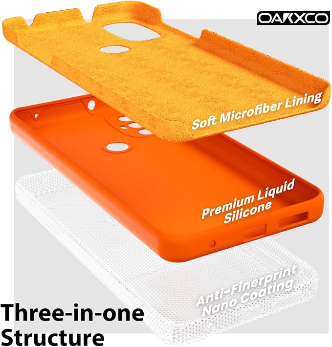 oakxco for Motorola Moto G Power 2022 Phone Case/Moto G Play 2023 Phone Case Liquid Silicone, Thin Slim Soft Rubber Gel TPU Plain Simple Cover for Women Girl Cute, Matte Solid Color,Neon Orange