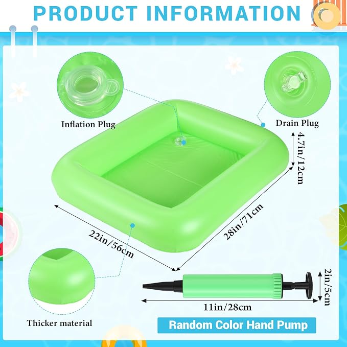 FillTouch Rectangular Inflatable Serving Bar Floating Drink Holder for Pool Inflatable Cup Holders Hot Tub Accessories, Adults Swimming Fun Drink Floats for Swimming Pool Party(Green)
