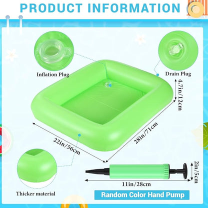 FillTouch Rectangular Inflatable Serving Bar Floating Drink Holder for Pool Inflatable Cup Holders Hot Tub Accessories, Adults Swimming Fun Drink Floats for Swimming Pool Party(Green)
