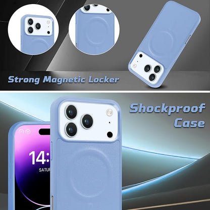 Lacass for iPhone 17 Pro Detachable Crossbody Wallet Case, Compatible with MagSafe Magnetic 2 in 1 RFID Blocking PU Leather Wallet Cover Card Holder Zipper Make Up Mirror (Blue)
