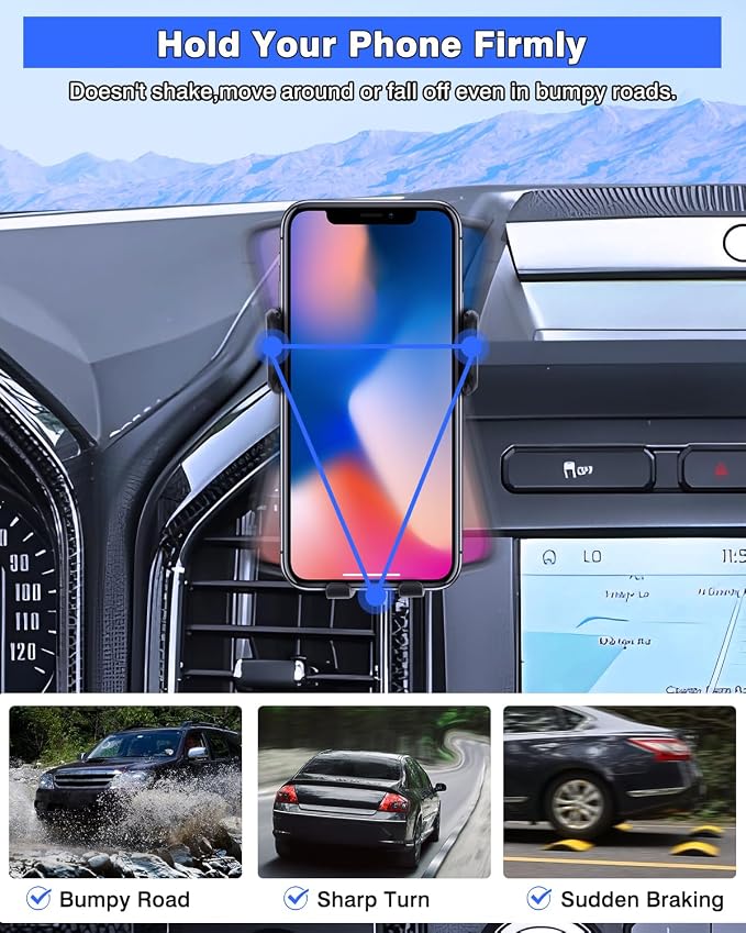 Karltys F150 Car Phone Holder for 2015-2020 Ford F-150 Accessories, Cell Phone Holder Air Vent Phone Mount for F-150, Never Blocking Hands Free Thick Case Friendly Holder for 4-7 Inch Phones
