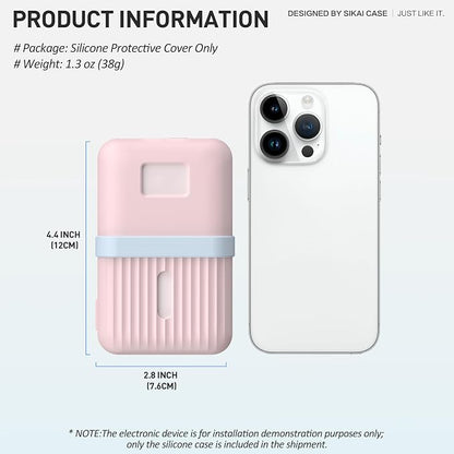 Silicone Case for Anker Zolo Power Bank (10,000mAh 30W) A1680/A1688 Protective Cover with Lanyard Slot, Drop-Proof Dust-Proof Precise Cutouts for Daily Use & Travel (Pink)
