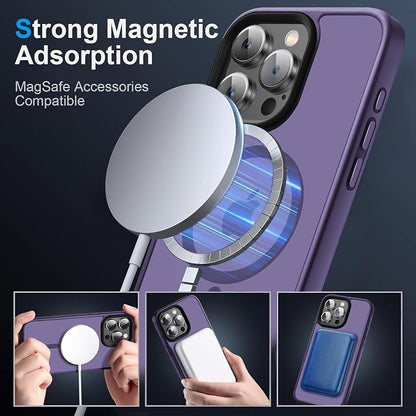 Strong Magnetic for iPhone 16 Pro Max case [10Ft Military-Grade Protection] Compatible with fit MagSafe Shockproof Slim Thin Cover case for iPhone 16 Pro Max 6.9 inch, Purple