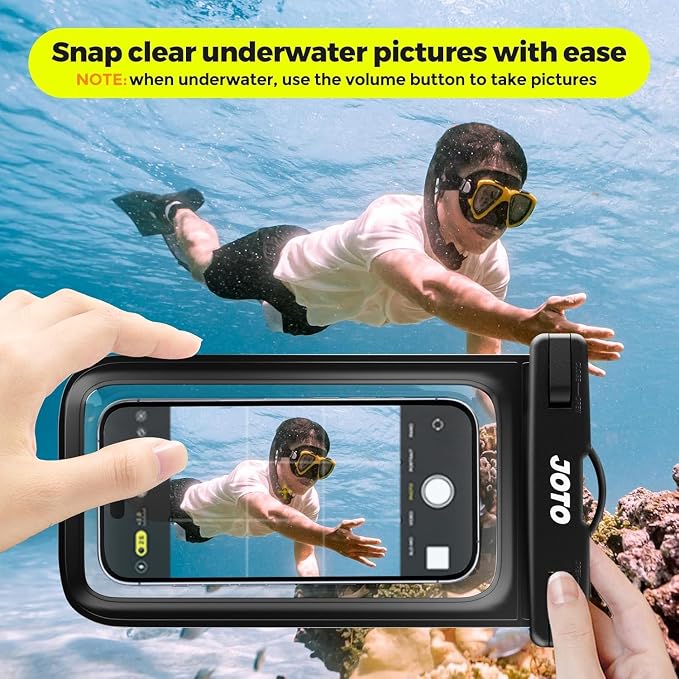 JOTO 2 Pack Waterproof Phone Pouch Case Up to 7", IPX8 Underwater Phone Case Cellphone Dry Bag for iPhone 17/Air 16 15 14 13 12 Pro Max Xs Max XR X 8 7 6S Plus SE/Galaxy S24 S23 S22 -Black