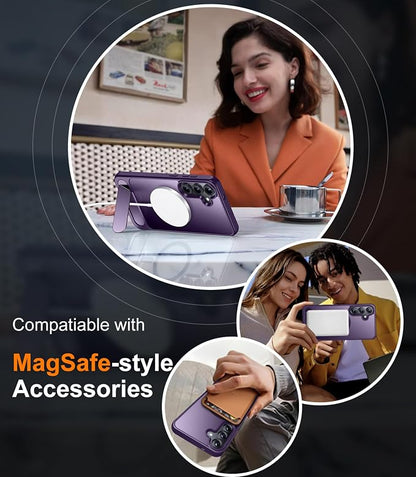Magnetic for Samsung Galaxy S25 Plus Case, [Innovate Stand][Military Grade Drop Protection][Non Slip][Translucent Matte] Shockproof Phone Case for Galaxy S25 Plus 6.7" 2025 -Purple