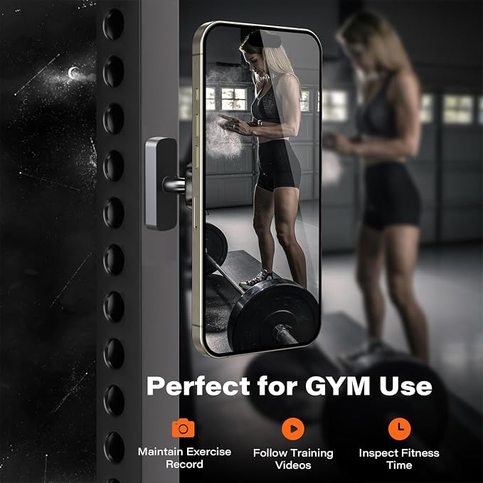 Magnetic Phone Holder for Gym - 360° Adjustable Alloy Base with N52 Magnets Both Sides, Compatible with MagSafe iPhone 12 13 14 15 16 & Android, Smartphone Mount for Metal Surfaces