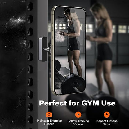 Magnetic Phone Holder for Gym - 360° Adjustable Alloy Base with N52 Magnets Both Sides, Compatible with MagSafe iPhone 12 13 14 15 16 & Android, Smartphone Mount for Metal Surfaces
