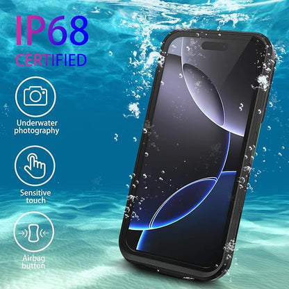 BYWINEAR Waterproof Phone Case,Universal Self-Check Function Pouch Dry Bag,Underwater Photo & Video Protective Housing,Pool Beach Travel Essentials Snorkeling Case (Black, 6.7 inches)
