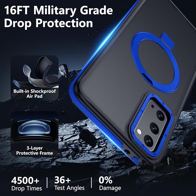 for Samsung Galaxy S20 FE Case, Magnetic Adjustable Ring Stand [Fit for Magsafe], [Military-Grade Shockproof Protection] Phone Case with Kickstand&Ring Holder (Blue)