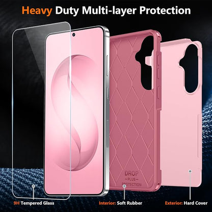 SPIDERCASE Designed for Samsung Galaxy S26 Plus Case, [10 FT Military Grade Drop Protection], 2 Pack [Tempered Glass Screen Protector+Camera Lens Protector] Heavy Duty Shockproof Case, Light Pink