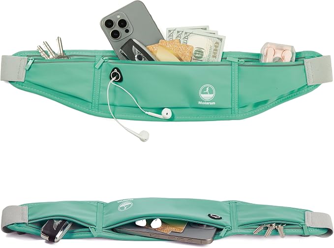Running Belt Fanny Packs for Women, Green Slim Waist Pack Bag Phone Holder for Running