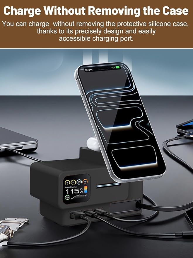 Silicone Protective Case Compatible with CUKTECH 15 Super Power Station 140W, Full-Body Protective Cover with Precise Cutouts, Shockproof & Scratch-Resistant Sleeve (Black)