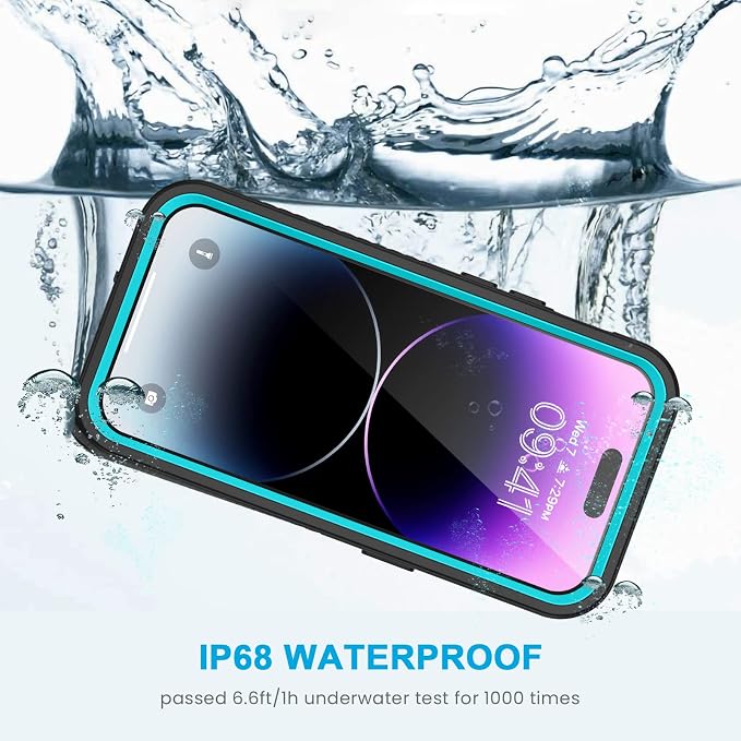 Lanhiem for iPhone 14 Pro Case, IP68 Waterproof Dustproof Shockproof 14 Pro Case with Built-in Screen Protector, Full Body Sealed Protective Front and Back Cover for iPhone 14 Pro, 6.1 inch (Blue)