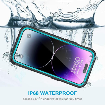 Lanhiem for iPhone 14 Pro Case, IP68 Waterproof Dustproof Shockproof 14 Pro Case with Built-in Screen Protector, Full Body Sealed Protective Front and Back Cover for iPhone 14 Pro, 6.1 inch (Blue)