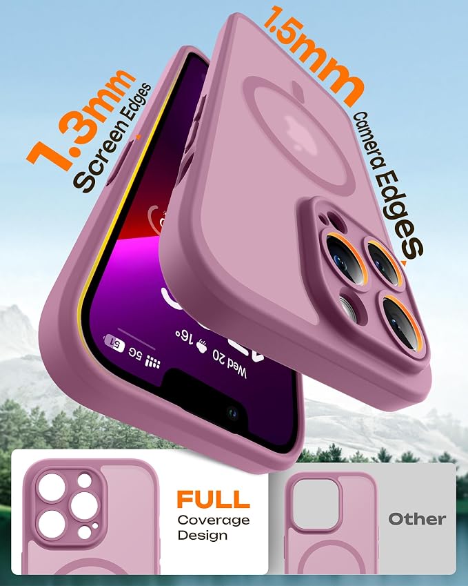 TOCOL for iPhone 13 Pro Max Case, Compatible with Magsafe Charger, Full Camera Protection, Translucent Matte for iPhone 13 Pro Max iPhone Case 6.7 inch (Lilac Purplee)