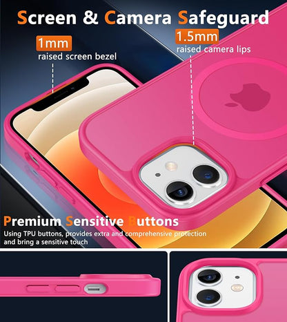 FNTCASE for iPhone 12 Phone Case: for iPhone 12 Pro Magnetic Matte Textured Military Grade Drop Protection Translucent Cell Cover - Slim Durable Shockproof Protective Bumper
