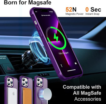 360° Magnetic Swivel Ring for iPhone 13 pro max case, Built-in Metal Stand and Ring Holder, Magsafe Compatible, Military Grade Protection, Shockproof - Purple