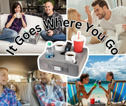 The Original Cup Cozy Pillow Gray-As Seen on TV-The World's Best Couch/Bed/Car Cup Holder for Drinks/Snacks/Remotes! (Brown, 5 Hole)