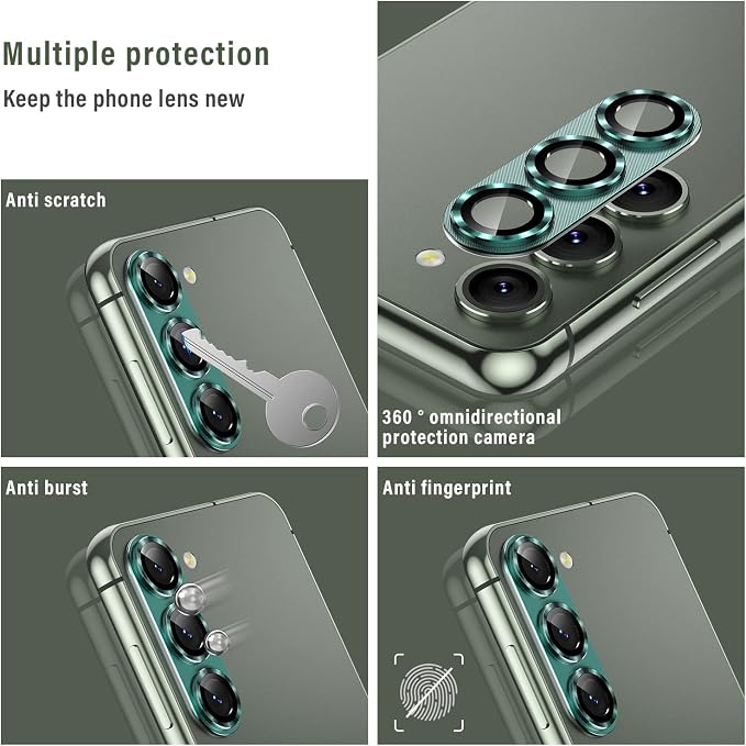 Korecase for Samsung Galaxy S23 / S23 Plus Camera Lens Protector Metal Tempered Glass Camera Cover, Strong Stickiness Rear Lens for Galaxy S23 / Samsung S23 Plus, Silver