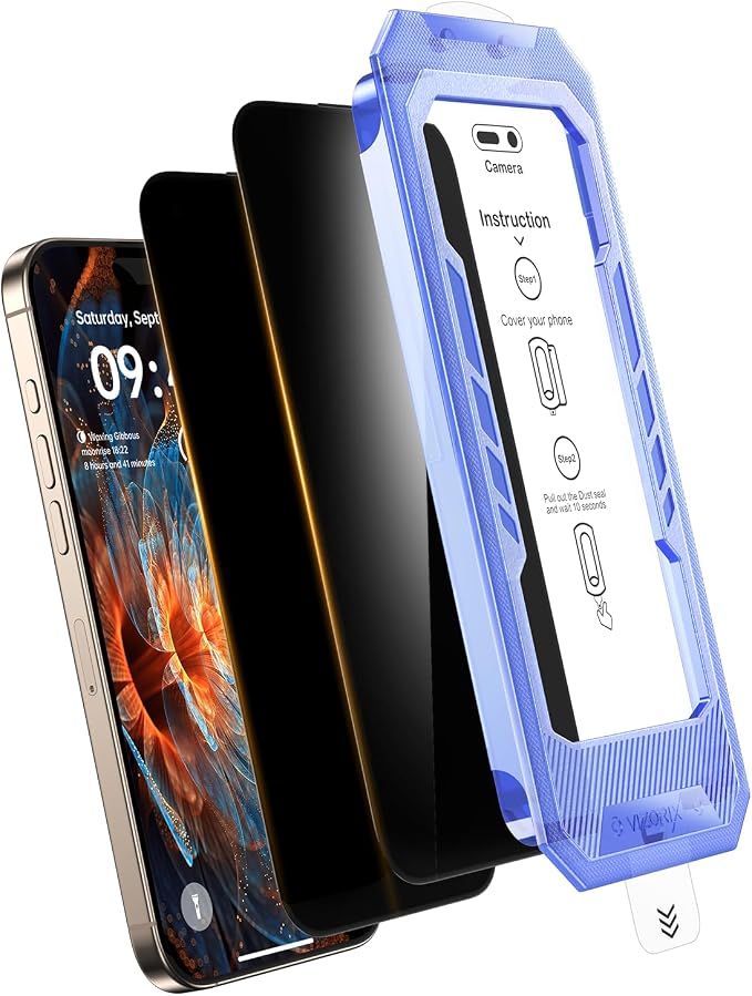 2-Pack for iPhone 15/16 Plus Privacy Screen Protector,Easy to Install,Anti-spy,Auto-Dust Removal,Military Grade Protection, Bubble-Free,Full Coverage,Case Friendly,9H+ Tempered Glass