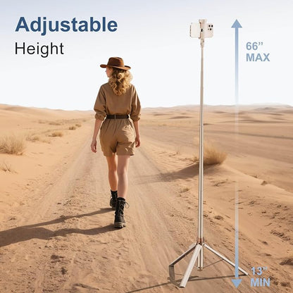 66" Automatic Phone Tripod Stand with Remote, Cell Phone Tripod for iPhone Video Recording & Live Streaming, Adjustable Selfie Stick Tripod for Content Creators, Vloggers